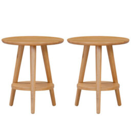 Hallowood Furniture Waverly Small Round Side Table With 3 Legs And Shelf (Pair) - thumbnail 1