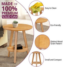 Hallowood Furniture Waverly Small Round Side Table With 3 Legs And Shelf (Pair) - thumbnail 5