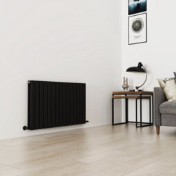  G-Rad G-Rad Matt Black Single Flat Panel Designer Column Horizontal Radiator - (H) 600 X (W) 1020mm - thumbnail 1