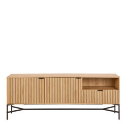 Wyld Haus Brisbane Slatted Natural Oak Sideboard 2 Doors 2 Shelves - thumbnail 4