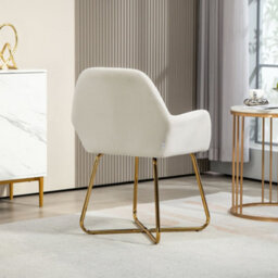 Homcom Modern Accent Chair Velvet-Touch Upholstered Armchair Cream White - thumbnail 7
