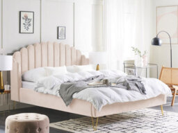 Beliani Bed Velvet Ambillou 160 X 200 Cm (Eu King Size) Light Beige - thumbnail 2