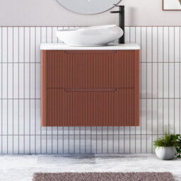 Royal Bathrooms Avenza 600mm Terracotta Clay Wall Hung Bathroom Countertop Vanity Unit 2 Drawer With Nova Basin