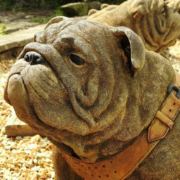 Exclusive Pair Life Size Sitting British Bulldogs Ornament Statue Hand Made In Uk - thumbnail 5