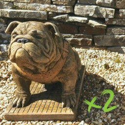 Exclusive Pair Life Size Sitting British Bulldogs Ornament Statue Hand Made In Uk - thumbnail 2