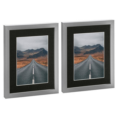 "Nicola Spring Photo Frames With 5"" X 7"" Mount - 8"" X 10"" - Grey/black - Pack Of 2" - image 1