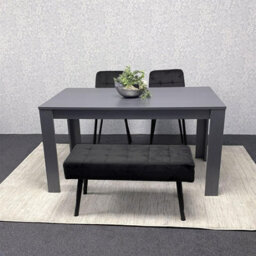 Kosy Koala Modern Dark Grey Dining Table Set With 2 Black Velvet Chairs And 1 Black Bench - thumbnail 4