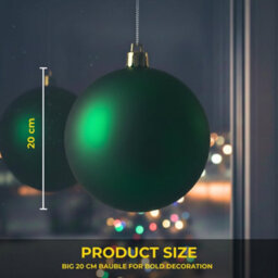 Shatchi 20Cm Dark Green Mat Christmas Bauble - Premium Bauble & Home Décor Ornament - thumbnail 6