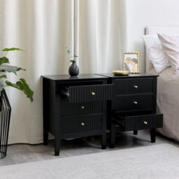 Melody Maison Pair Of 3 Drawer Bedside Tables - Hales Black Range - thumbnail 4