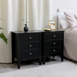 Melody Maison Pair Of 3 Drawer Bedside Tables - Hales Black Range - thumbnail 2