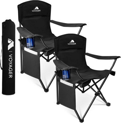 Voyager Pouch Folding Camping Chair 2-Pack, Lightweight With Pocket And Drinks Holder - Black - image 1