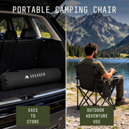 Voyager Pouch Folding Camping Chair 2-Pack, Lightweight With Pocket And Drinks Holder - Black - thumbnail 9