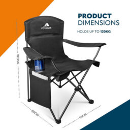 Voyager Pouch Folding Camping Chair 2-Pack, Lightweight With Pocket And Drinks Holder - Black - thumbnail 3