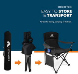 Voyager Pouch Folding Camping Chair 2-Pack, Lightweight With Pocket And Drinks Holder - Black - thumbnail 6
