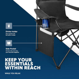 Voyager Pouch Folding Camping Chair 2-Pack, Lightweight With Pocket And Drinks Holder - Black - thumbnail 5