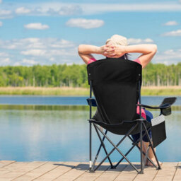 Voyager Pouch Folding Camping Chair 2-Pack, Lightweight With Pocket And Drinks Holder - Black - thumbnail 2