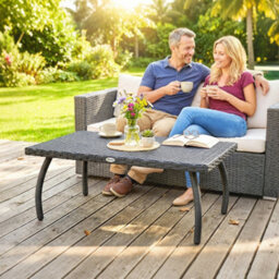 Outsunny 90 Cm Rattan Garden Coffee Table Wicker Outdoor Table Furniture - thumbnail 9