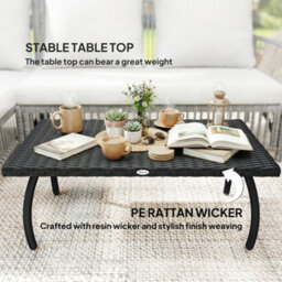 Outsunny 90 Cm Rattan Garden Coffee Table Wicker Outdoor Table Furniture - thumbnail 5