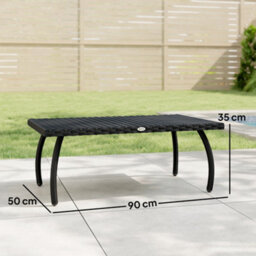 Outsunny 90 Cm Rattan Garden Coffee Table Wicker Outdoor Table Furniture - thumbnail 3