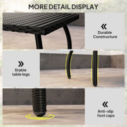 Outsunny 90 Cm Rattan Garden Coffee Table Wicker Outdoor Table Furniture - thumbnail 6