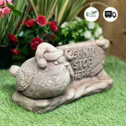 Stone Cast 'santa Stop Here' Garden Ornament/lawn Sign - thumbnail 3