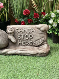 Stone Cast 'santa Stop Here' Garden Ornament/lawn Sign - thumbnail 7