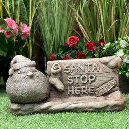 Stone Cast 'santa Stop Here' Garden Ornament/lawn Sign - thumbnail 2