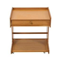 Bamboo Side Table Drawer Storage Bedside Nightstand Tea Sofa End Table W/ Wheels - thumbnail 1