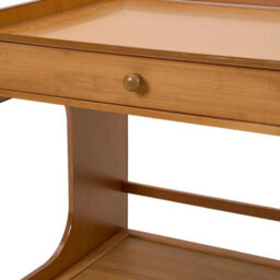 Bamboo Side Table Drawer Storage Bedside Nightstand Tea Sofa End Table W/ Wheels - thumbnail 4