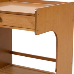 Bamboo Side Table Drawer Storage Bedside Nightstand Tea Sofa End Table W/ Wheels - thumbnail 3