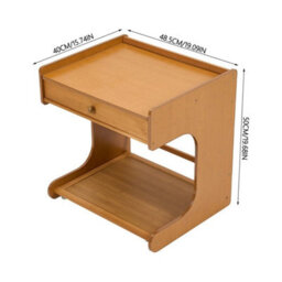 Bamboo Side Table Drawer Storage Bedside Nightstand Tea Sofa End Table W/ Wheels - thumbnail 2