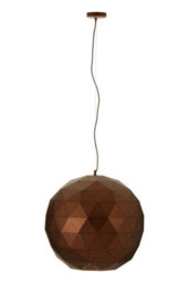 Orsina Large Coffee Finish Pendant Light, Geometric Steel Ceiling Fixture With Gold Interior, Metal Pendant Lighting