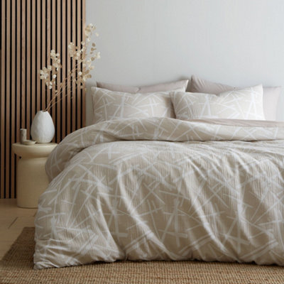 Appletree Otto Jacquard Mark-Making Textured Natural Duvet Cover Set - image 1