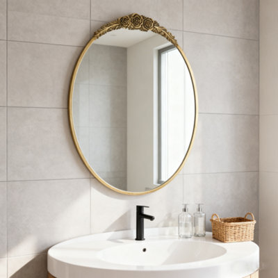 Artloge 60X80.5Cm Vintage Oval Mirror Fireplace Baroque Vanity Mirror Wall-Mounted - image 1