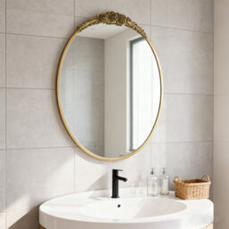 Artloge 60X80.5Cm Vintage Oval Mirror Fireplace Baroque Vanity Mirror Wall-Mounted - thumbnail 1