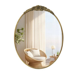 Artloge 60X80.5Cm Vintage Oval Mirror Fireplace Baroque Vanity Mirror Wall-Mounted - thumbnail 7