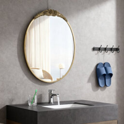 Artloge 60X80.5Cm Vintage Oval Mirror Fireplace Baroque Vanity Mirror Wall-Mounted - thumbnail 4