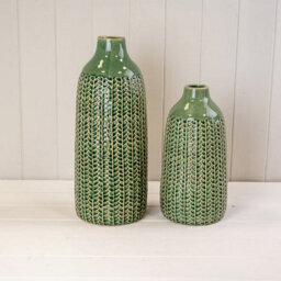 Satchville Green Ceramic Bottle Vase - Tall Matt Green Glazed Decorative Vase 14.5Cm X 37.5Cm - thumbnail 2