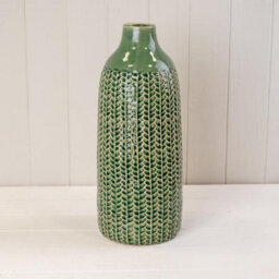 Satchville Green Ceramic Bottle Vase - Tall Matt Green Glazed Decorative Vase 14.5Cm X 37.5Cm - thumbnail 1