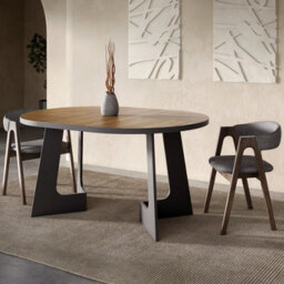 Furneo Belagio, Dark Oak Effect, Modern Round Extending Dining Table, 110Cm To 160Cm - thumbnail 8