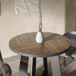 Furneo Belagio, Dark Oak Effect, Modern Round Extending Dining Table, 110Cm To 160Cm - thumbnail 5
