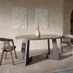 Furneo Belagio, Dark Oak Effect, Modern Round Extending Dining Table, 110Cm To 160Cm - thumbnail 1