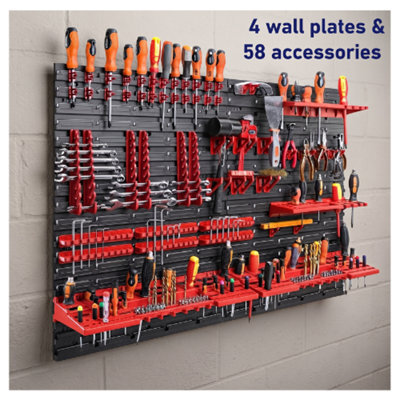 Wall Mounted Tool Pegboard Storage Rack Bins Garage Workshop Organizer - image 1