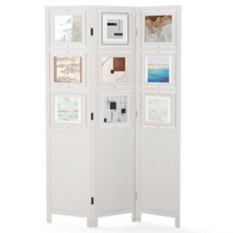 Gainoom 4-Panel Faux Linen Room Divider W/ Storage Bags Folding Privacy Screen W/ Hooks - thumbnail 9