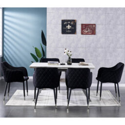 Life Interiors Single Black Verona Velvet Dining Chair With Quilted Back & Black Legs - Modern Accent Chair With Silver Foot Tips - thumbnail 9