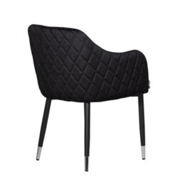 Life Interiors Single Black Verona Velvet Dining Chair With Quilted Back & Black Legs - Modern Accent Chair With Silver Foot Tips - thumbnail 4