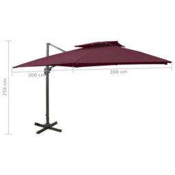 Walplus Cantilever Garden Parasol With Double Top 300X300 Cm Bordeaux Red - thumbnail 9