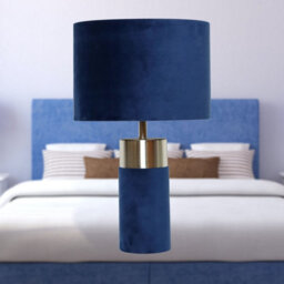 First Choice Lighting Set Of 2 Navy Blue Velour Velvet Table Lamps - thumbnail 5