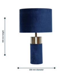 First Choice Lighting Set Of 2 Navy Blue Velour Velvet Table Lamps - thumbnail 6