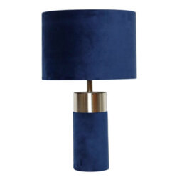 First Choice Lighting Set Of 2 Navy Blue Velour Velvet Table Lamps - thumbnail 2